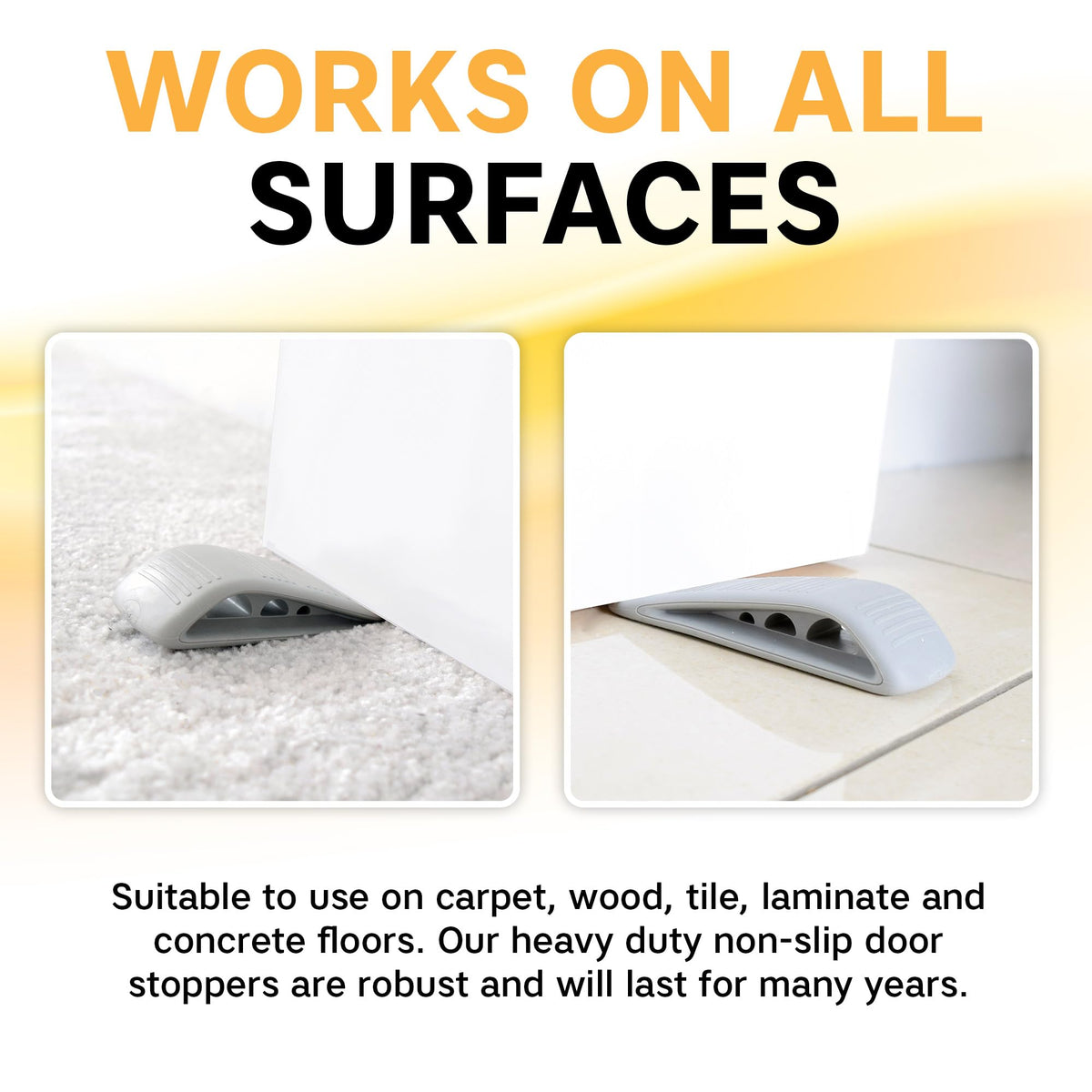 BeeGo Door Stop Rubber Wedges, Heavy Duty, Non Slip (2 Pack)