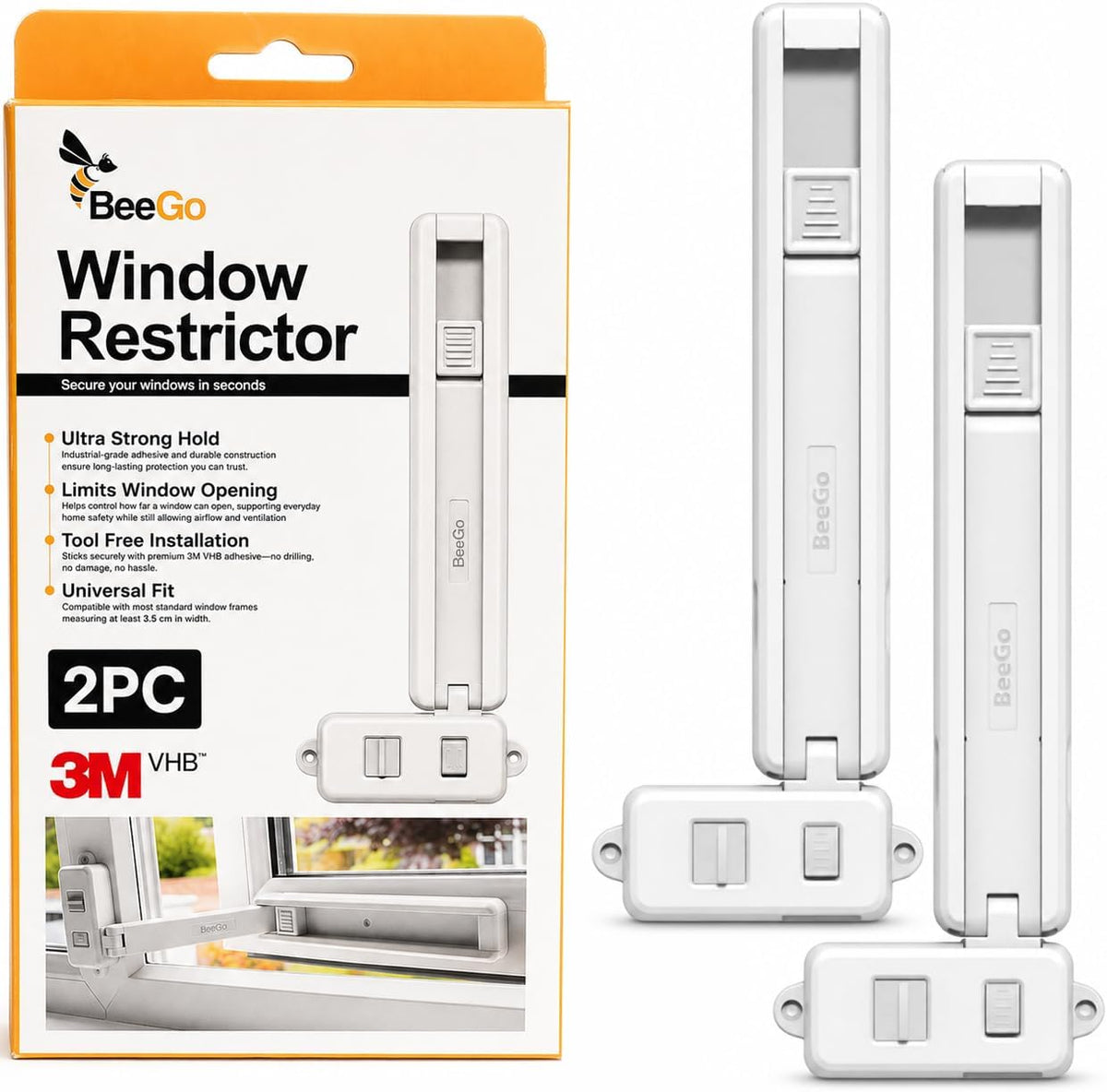 BeeGo Window Restrictor 2 Pack (White)