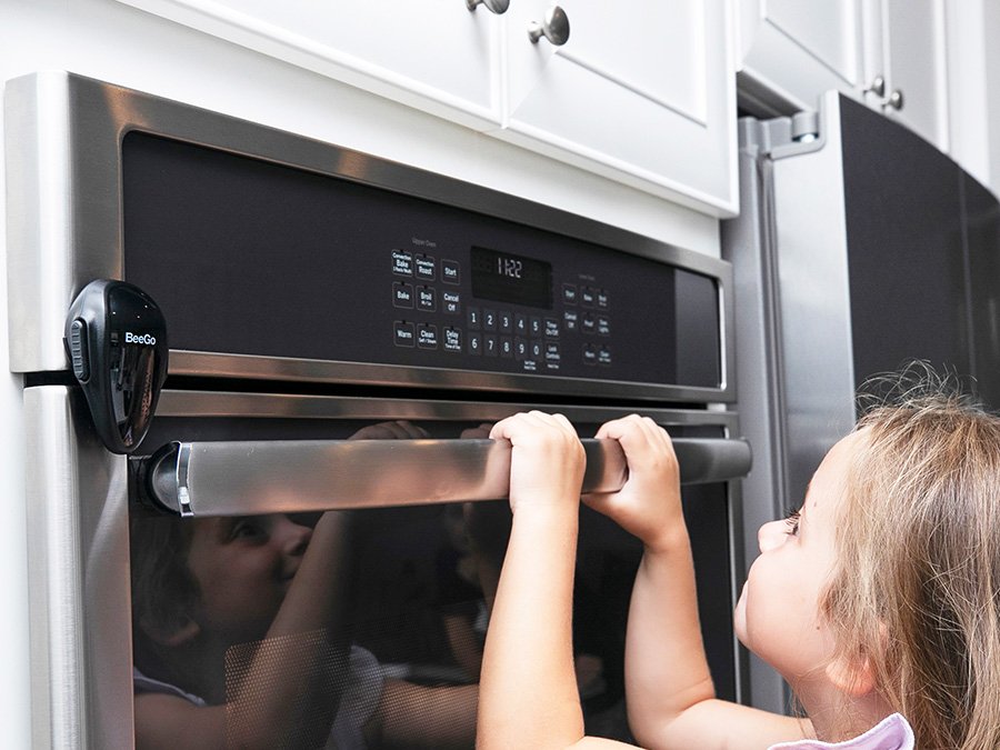 BeeGo Oven Lock fitted to an oven door